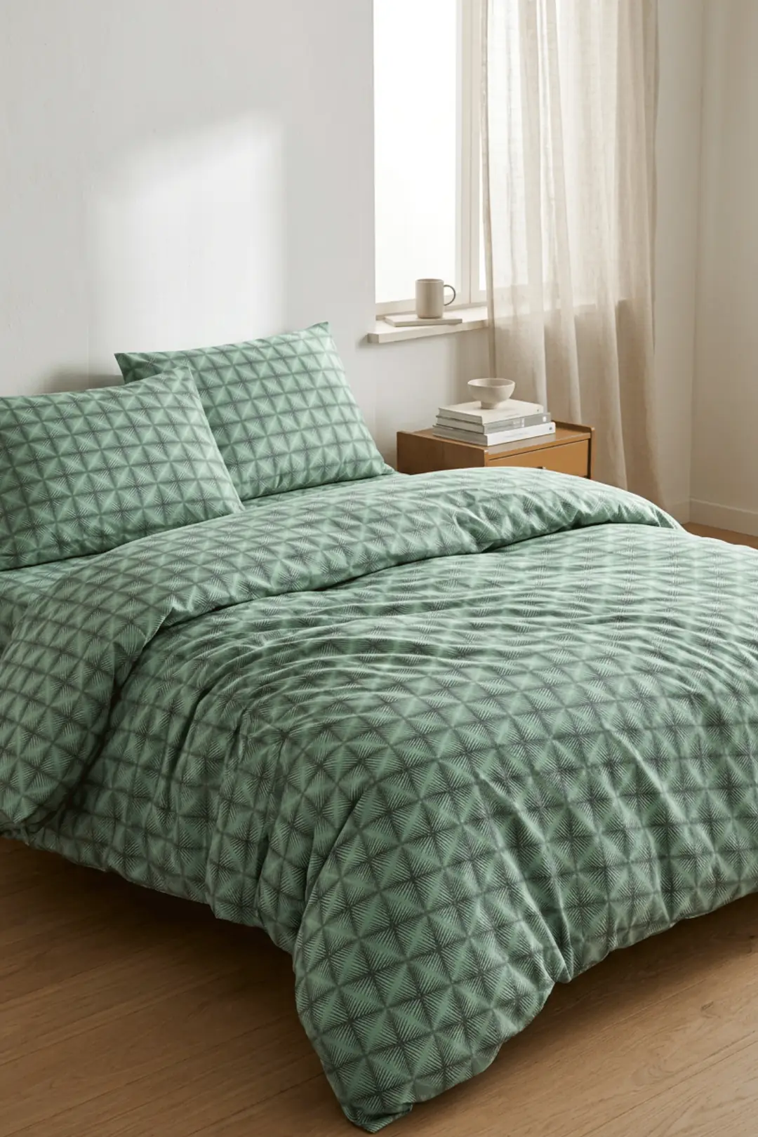 Cotton Collection Ranforce Çift Kişilik Nevresim Seti Kılıfı Efect Yeşil