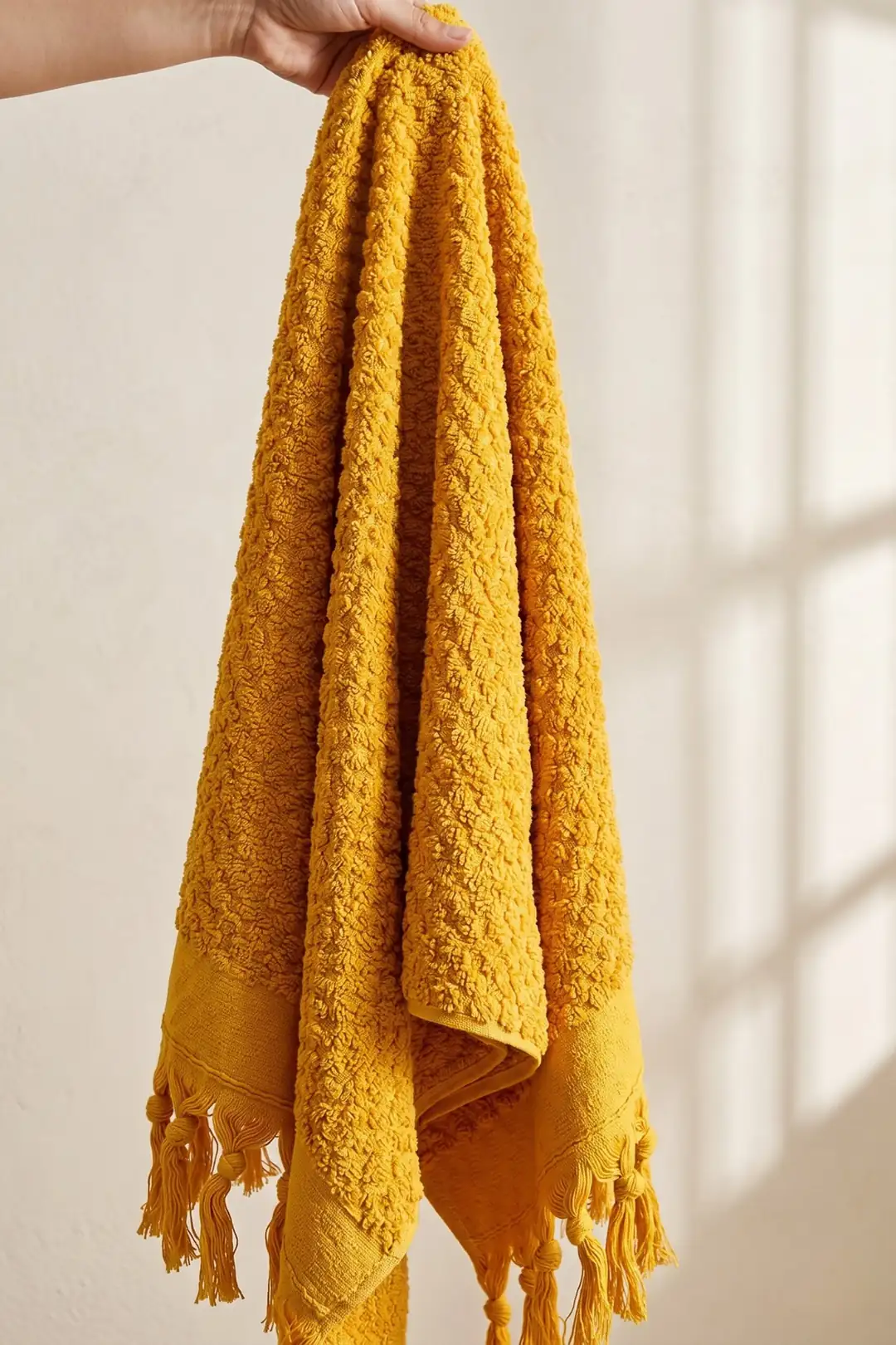 Cotton Collection Bukle Banyo Havlusu Peşkir Hardal 70x150 2